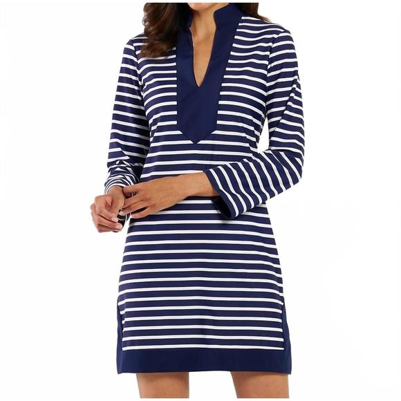 NEW JUDE CONNALLY kate dress in everyday stripe navy white - Picture 1 of 3
